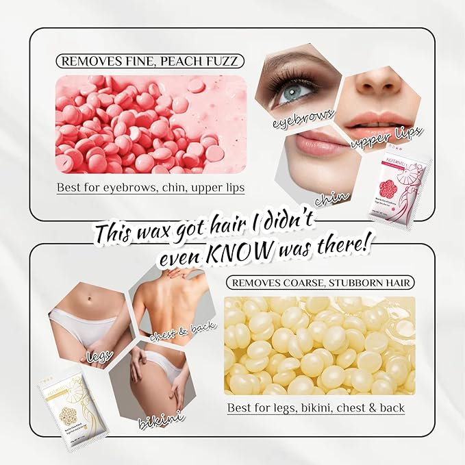 KOTAMU Wax Kit Pink Digital Hair Removal Waxing Kit for Women & Men Hot Wax Warmer Pot for Face, Eyebrow, Body, Brazilian, Bikini, Sensitive Skin Waxing Machine with 25 Accessories for Home Salon-VivaGrace Women
