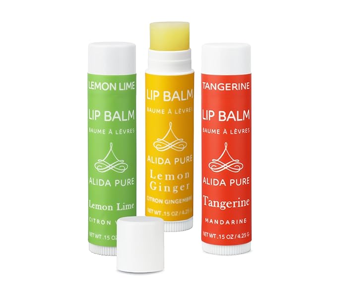 Citrus Lip Balm Collection, Vegan Lip Balm Set, Bees Wax Free, Coconut Oil Free, Avocado Oil, Organic Jojoba Oil, Vitamin E, Natural Moisturizer For Dry Cracked Lips, 3 Tube Set-VivaGrace Women
