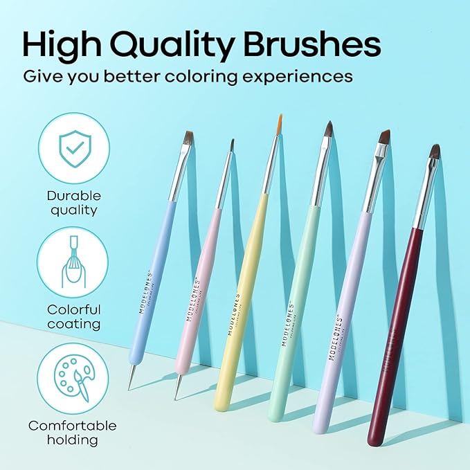 Modelones Nail Art Brushes Set, Nail Brush kit Gel Polish, Extension Gel, Liner, Carving, Apex Building, Dotting Pens Professional Tools for Drawing Painting 3D Design Salon & DIY Use-VivaGrace Women
