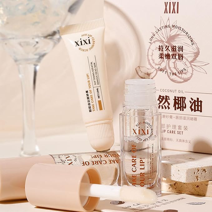 Lip Care Lip Scrub And Moisturizing Gel Set Sleeping Exfoliating Natural plant Oil Korean Therapy For Fuller Plumper-VivaGrace Women