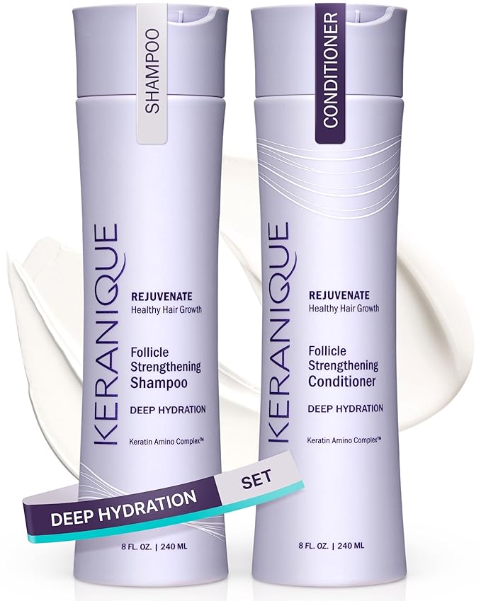 Keranique Hydrating Shampoo and Conditioner Set - Deep Hydration Hair Shampoo and Conditioner for Repairing Natural Moisture with Keratin - Sulfate-Free Intense Hydrator for Dry, Thin, Damaged Hair-VivaGrace Women