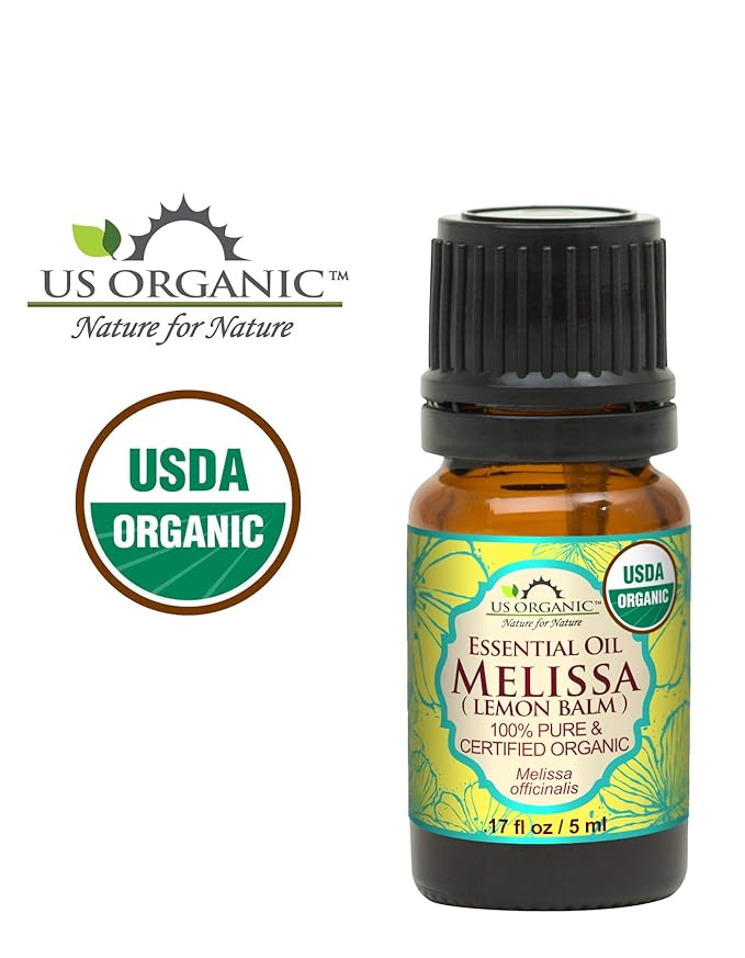 US Organic 100% Pure Melissa (Lemon Balm/Sweet Balm) Essential Oil - USDA Certified Organic, Steam Distilled - W/Euro Dropper (5 ml / 1/6 fl oz)-VivaGrace Women