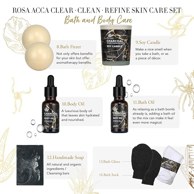 Skin Care Set, 28pcs Body & Facial Kit Gifts for Women & Men includes Face Cream, Bath Oil, Scented Candle, Hyaluronic Acid Face Serum, Facial Skin Care Set, Bath & Body Set, Birthday, Christmas-VivaGrace Women