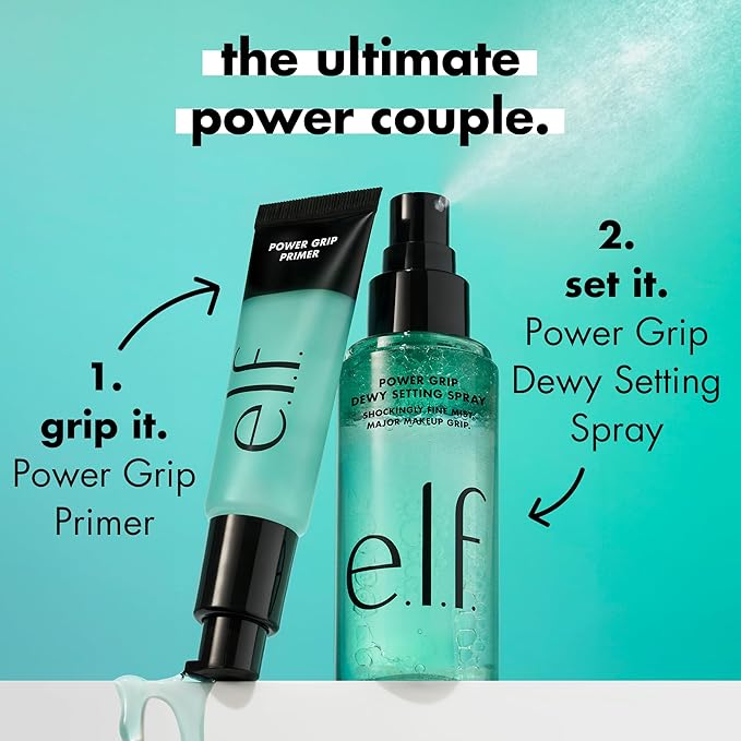 e.l.f. Power Grip Dewy Setting Spray, Ultra Fine Mist Made With Hyaluronic Acid, Grips Makeup For A Hydrated, Dewy Finish, Vegan & Cruelty-Free-VivaGrace Women
