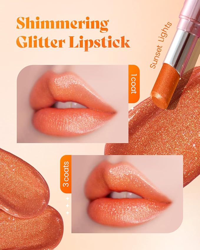 AMTS Tinted Lip Balm - Sunset Lights | Hydrating Glitter Lipstick | Pearl Shimmering Daily Lip Makeup for dry, cracked, chapped lips | korean beauty Moisture Lip Tint-VivaGrace Women