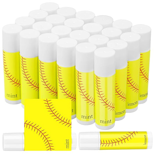 24 Pcs Softball Lip Balm Softball Team Gifts Softball Party Favors Softball Lip Balm Gift for Softball Team Softball Party Guest Supplies-VivaGrace Women