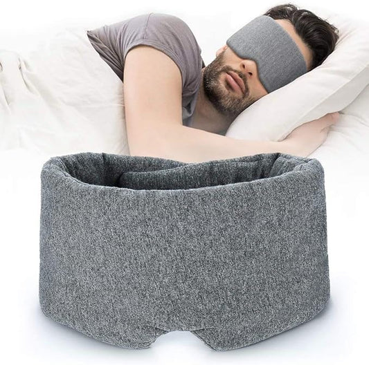 FRESHME Cotton Sleep Eye Mask for Women Men - 100% Blocking Light Travel Blindfold, Soft Zero Pressure Grey Eyes Cover with Adjustable Velcro Strap for Side Sleeper Night Sleeping, Work Nap and Yoga-VivaGrace Women