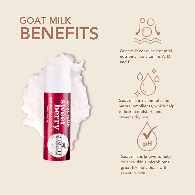 Dionis Goat Milk Skincare Sweet Berry Holiday Lip Balm Gift Set - Beeswax, Shea Butter & Coconut Oil Lip Care Products Made in The USA - Cruelty Free Lip Moisturizer For Chapped Lips, 0.28oz 3 Pack-VivaGrace Women