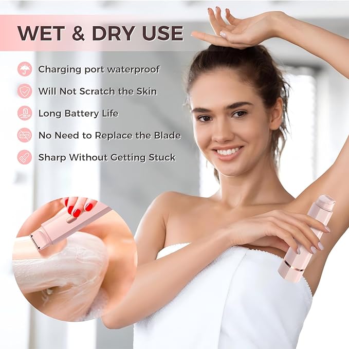 Bikini Trimmer for Women, 2 in 1 Electric Razors for Women, IPX7 Waterproof, USB Rechargeable Wet and Dry Shaver, Suitable for Hair Removal All Over The Body-VivaGrace Women