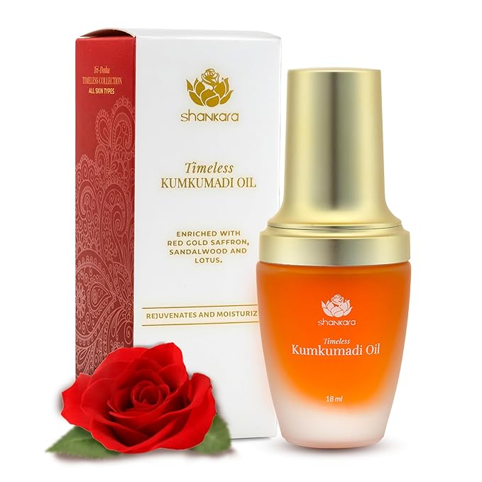 Shankara Kumkumadi Oil with Pure Saffron and Ayurvedic Herbs (Rose Aroma 18ml)-VivaGrace Women