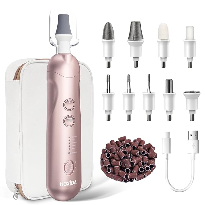 Manicure Pedicure Kit with Case, Professional Nail Grinder for Senior Thick Toenail, Cordless Electric Nail File, 5 Speeds Pedicure Tools for feet Callus Remover, Nail Drill for Women Hand Feet Care-VivaGrace Women