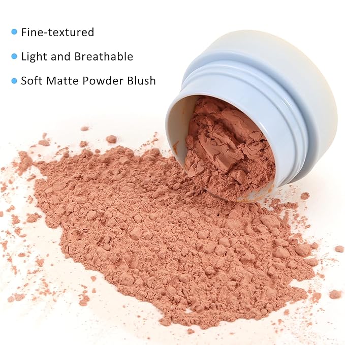 Boobeen Powder Blush for Cheeks, Air Cushion Matte Blush, Natural Highly Pigmented Blush Makeup Easy to Blend, Loose Blush Compact Long-lasting-VivaGrace Women