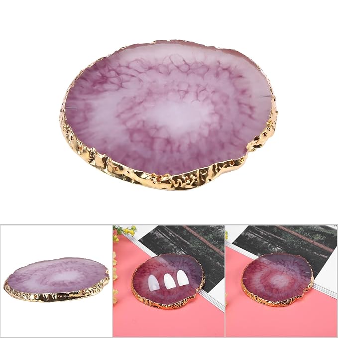 Nail Art Palette, Natural Resin Stone Nail Art Palette for Painting Placing Things Making Nail(Rose red)-VivaGrace Women