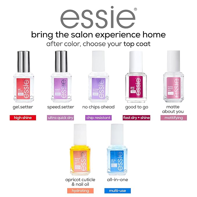 essie Nail Care, 8-Free Vegan, Gel Setter Top Coat, gel-like finish nail polish, 0.46 fl oz-VivaGrace Women
