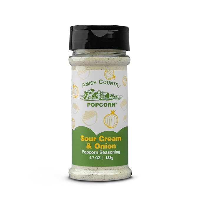 Amish Country Popcorn | Seasoning Variety Pack | 4 Bottles | White Cheddar - Cheddar Cheese - Sour Cream & Onion -Ranch | Nut Free | Old Fashioned, Non-GMO and Gluten Free
