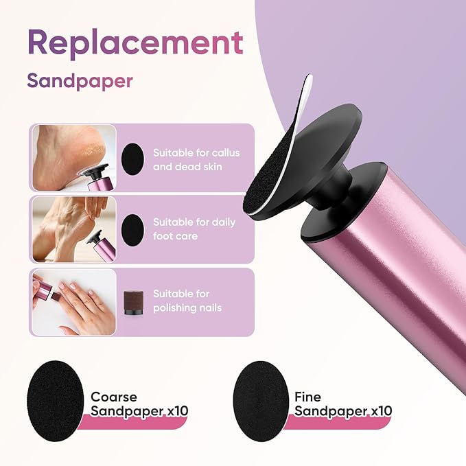 Electric Foot Callus Remover, 2in1 Rechargeable Foot File Callus Remover for Feet, 9 Speeds Foot Scrubber Dead Skin Pedicure Tools for Feet Heel Scraper for Cracked Heels with Sandpaper Discs-VivaGrace Women
