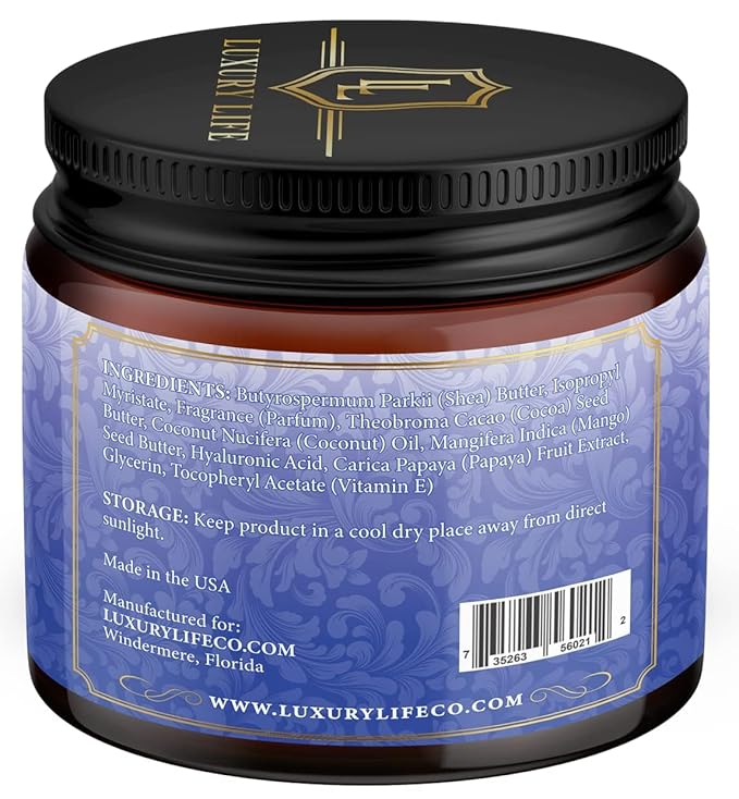 LUXURY LIFE Bed Butter - Irresistibly Fragranced Mood-Enticing Butter Infused with Hyaluronic Acid. Extra Rich Calming Nighttime Moisturizer for Sensual Stimulating Experience (Island Passion, 8 oz)-VivaGrace Women