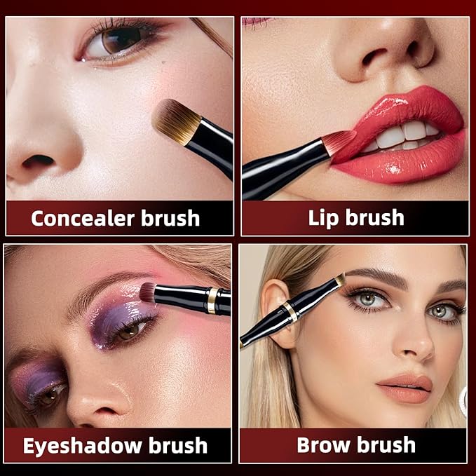 Unaone 4 in 1 Makeup Brush - Travel Lip Brush Eyebrow Brush Eyeshadow Brush Concealer Brush, Portable Multi-function Makeup Brushes-VivaGrace Women