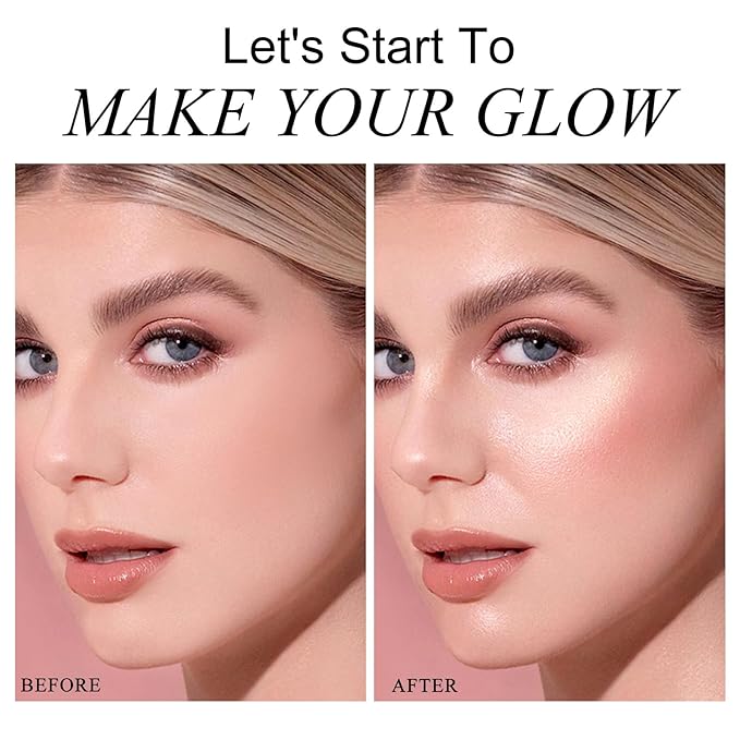 KYDA Face Highlighter Palette, High Glossy Face Illuminator Palette, Natural Glow Finish, Pearl Shimmer Smooth Baked Powder, Lasting Sparkling Highlighter Makeup-PEARL