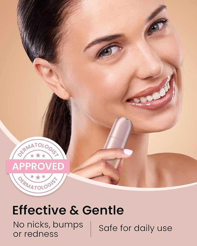 Rechargeable Facial Hair Remover for Women: Painless Mini Face Razors Shaver with 2 Replacement Heads,Electric Facial Hair Removal Device for Upper Lip, Chin & Face for Home & Travel-VivaGrace Women