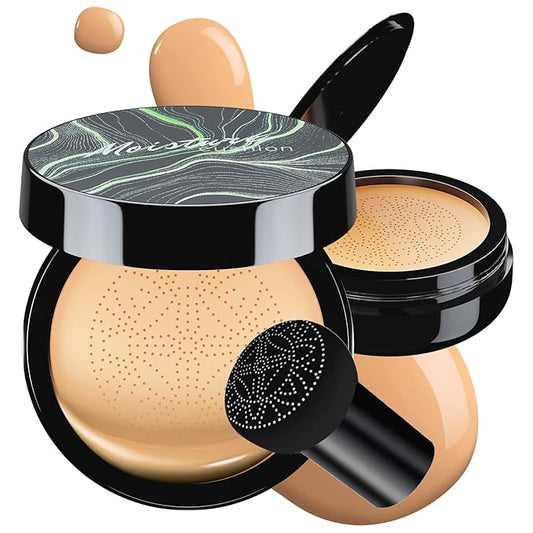 Mushroom Head Air Cushion CC Cream - BB Cream Foundation Makeup Moisturizing Concealer Long-Lasting, Cushion Foundation Full Coverage Self Adjusting for Mature Skin & All Skin Types (Buff Beige)-VivaGrace Women