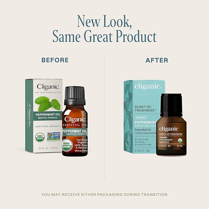 Cliganic Organic Peppermint Essential Oil, 100% Pure Natural Undiluted, for Aromatherapy | Non-GMO Verified (Packaging May Vary)-VivaGrace Women