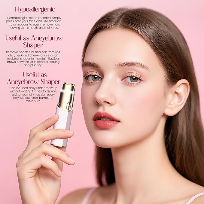 Bikini Trimmer for Women Electric Razor 2 Pack Dual Head Body & Facial Hair Remover -Waterproof USB Rechargeable with Replacement Ceramic Blades, Travel Pouch & Packaging Box(Pink)-VivaGrace Women