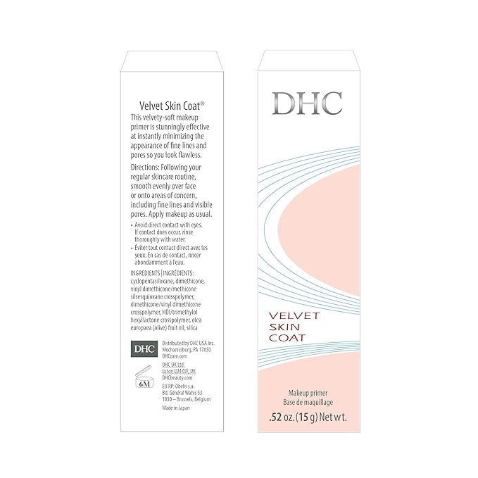 DHC Velvet Skin Coat, Mattifying Makeup Primer, Powder-Gel Formula, Minimizes look of pores, fine lines, and Imperfections, All skin types, Fragrance and Colorant Free, 0.52 oz. Net wt-VivaGrace Women