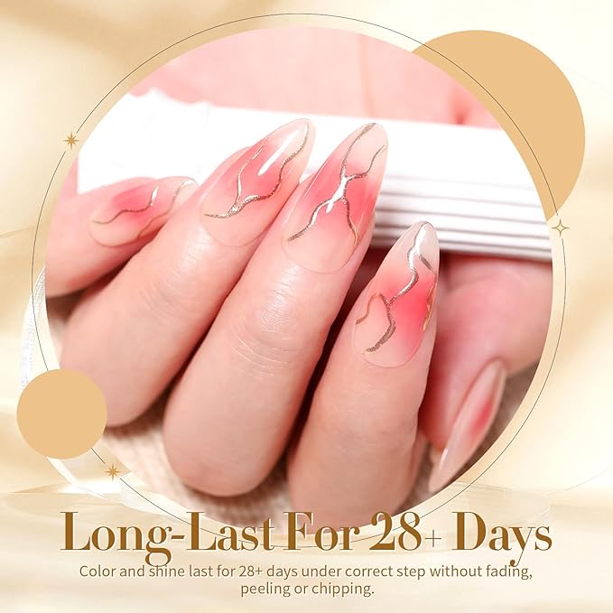 Born Pretty Jelly Gel Nail Polish Nude Set Crystal Transparent Translucent Sheer Clear 6 Colors Gift Collection Manicure Kit-VivaGrace Women