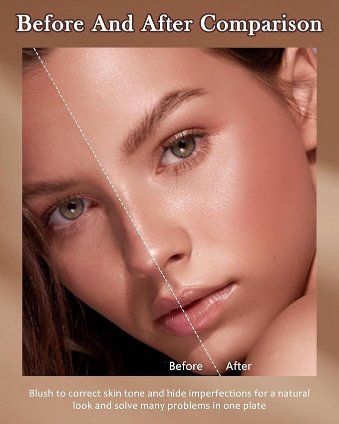 Face Matte Blush Powder Palette-2Colors Buildable Facial Cheek Blusher Pressed Powder Light Luxury Blush Contour Palette for Face,Longlasting Makeup Palette,Valentine's Day Gift Set for Women Girl-03-VivaGrace Women