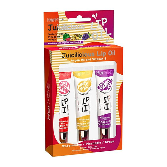 HerMINE Hydrating Lip Oil with Argan oil & Vitamin E Clear Long Lasting Nourishing Lip Oils Moisturizing Gel Multi-Packs Softening Clear Oil-VivaGrace Women