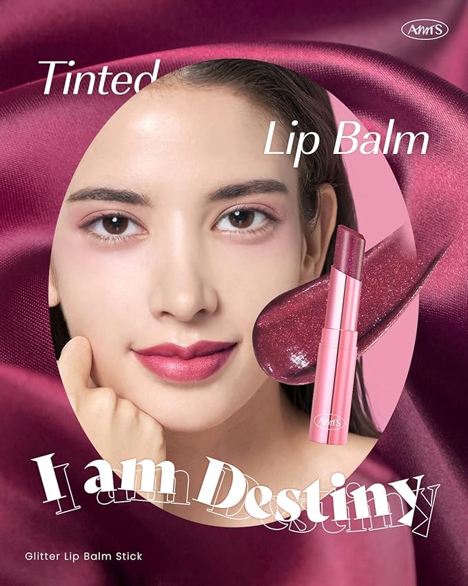 AMTS Tinted Lip Balm - Destiny | Hydrating Glitter Lipstick | Pearl Shimmering Daily Lip Makeup for dry, cracked, chapped lips | korean beauty Moisture Lip Tint-VivaGrace Women