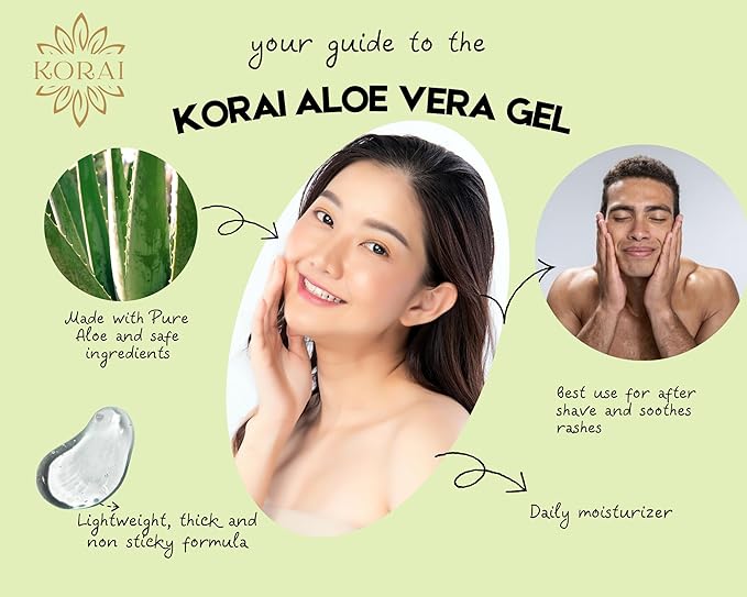 KORAI Aloe Vera Gel from freshly cut 99% Pure Aloe Vera Gel-Natural Ingredients-Vegan, Unscented - For Face, Skin and Hair-VivaGrace Women