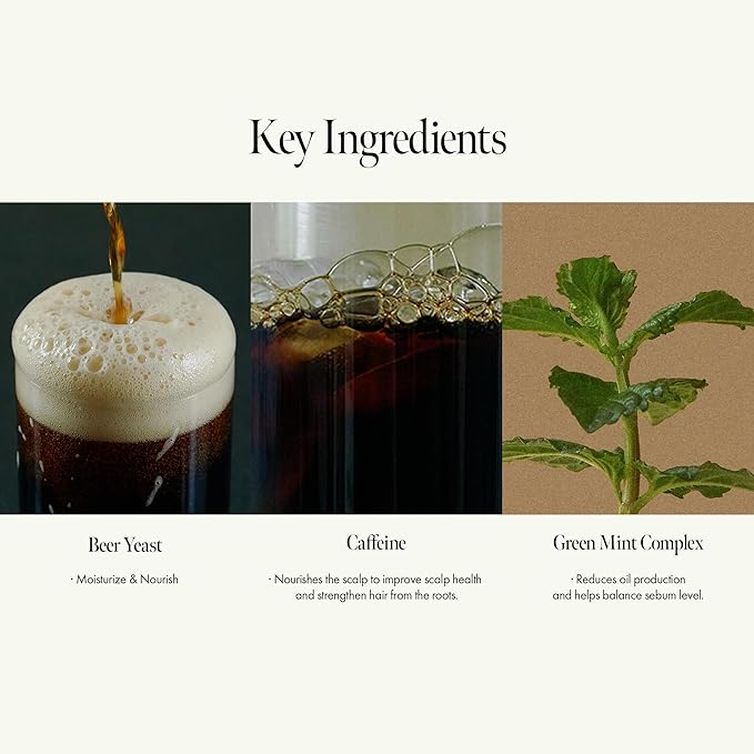 Dark Beer Biome Shampoo - Vegan Anti-Hair Loss Sclap Care with Caffeine & Green Mint Complex for Thicker Stronger Hair- Deep Cleansing, Oil Control & Cooling Effect, Sulfate-Free 500 ml / 16.9 fl oz-VivaGrace Women