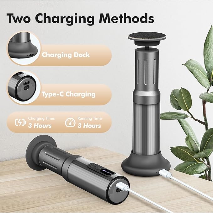 Electric Foot Callus Remover Cordless Electric Foot Filer Kit with 6Speeds Chagring Dock Callus Remover for Women Men Feet and Nail(Black)-VivaGrace Women