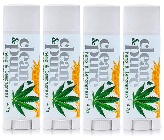 Lip Balm 4-Pack (Hemp & Lemongrass) | Lip Care Set With 100% All Natural Beeswax and Vitamin E Oil-VivaGrace Women