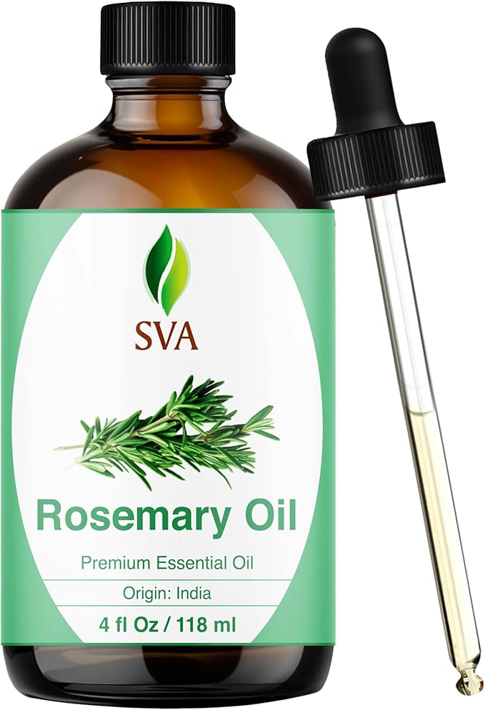 SVA Rosemary Essential Oil – 4 Fl Oz – 100% Natural Rosemary Oil for Hair, Face, Skin Care, Diffuser, Aromatherapy, Scalp, Body Massage, Soap and Candle Making – with Dropper-VivaGrace Women