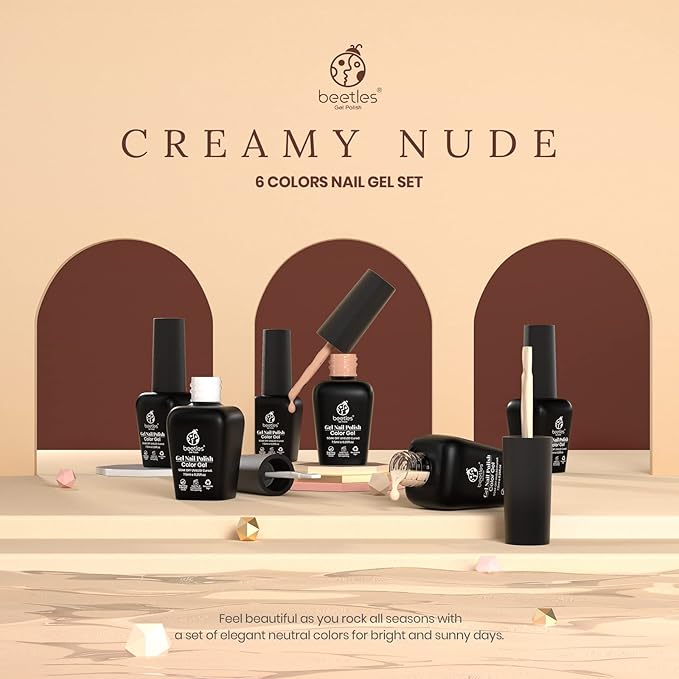beetles Brown Gel Nail Polish Set Nude Gel Polish Nail Set 6 Colors Sandstorm Collection Peach Brown Natural Manicure Kit Soak Off Uv Led Lamp Needed for Women Gift Diy Home-VivaGrace Women