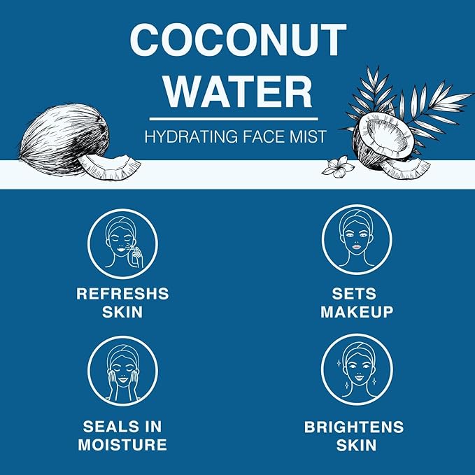 | Face & Body Mist Spray - Hydrating Coconut Water With Moisturizing Hyaluronic Acid | Instant Cooling, Conditoning, Hydrating | 8 FL OZ-VivaGrace Women