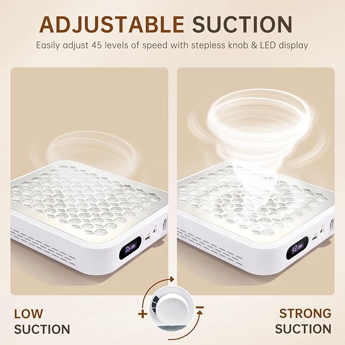 Nail Dust Collector, Rechargeable Dust Collector Nail Tech, Powerful Vacuum Fan Vent Dust Collector Extractor Dust Suction Machine for Acrylic Nails Polishing, Nail Salon&Home-VivaGrace Women