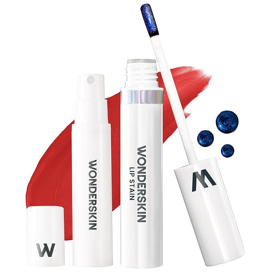 Wonderskin Wonder Blading Lip Stain Peel Off and Reveal Kit - Long Lasting, Waterproof Red Lip Tint, Transfer Proof Natural Lip Stain Kit (Hayley)-VivaGrace Women