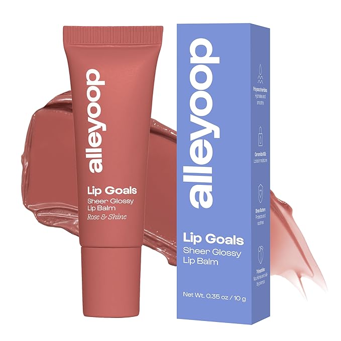 Alleyoop Glossy Lip Balm - Lip Goals, Rose & Shine (Sheer Dusty Rose) - Hydrating & Moisturizing Lip Care for Cracked Lips - Natural Plumping Lip Moisturizer That Smooths, Soothes, & Protects - Vegan-VivaGrace Women