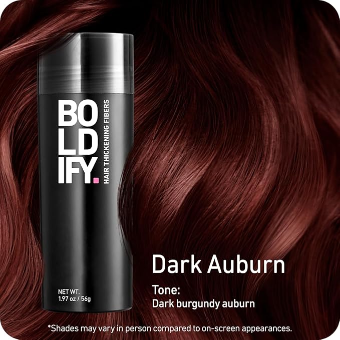 BOLDIFY Hair Fibers (56g) - Fill In Thinning and Fine Hair for an Instantly Fuller, Thicker Look - 14 Shades for Women & Men - Dark Auburn-VivaGrace Women