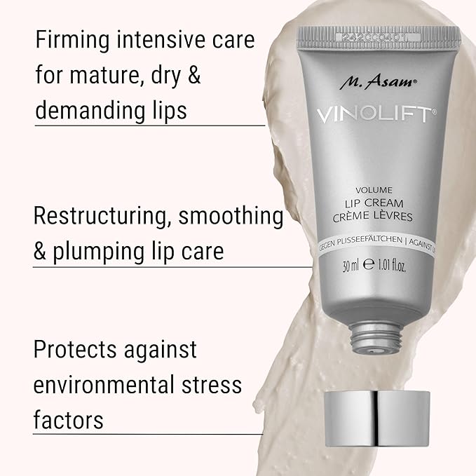 M. Asam VINOLIFT Volume Lip Cream - Anti-age volume & lip care against fine lip lines for mature & demanding skin, plumping lip care for moisturized & soft lips, 1.01 Fl Oz-VivaGrace Women