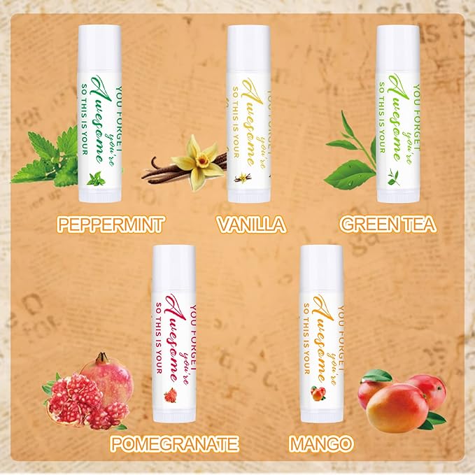 Dunzy 50 Pcs Thank You Gift Lip Balm Bulk Baby Shower Party Favors Bridal Shower Favor Lip Care with Assorted Fruit Flavors Thank You Lipstick for Guest Basket Gift Stuffer (Leaf)-VivaGrace Women