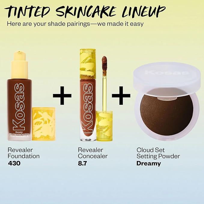 Kosas Revealer Skin-Improving Foundation with SPF 25 Protection - Hydrate, Brighten, Soothe, Plump, Protect Skin - Smoothing Texture, Natural Finish and Clean Formula - Rich Deep Neutral Olive 430-VivaGrace Women