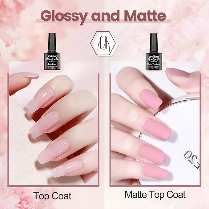 JEWHITENY 14 Colors Poly Extension Gel Nail Kit With U V Lamp Nude Pink White Brown All In One Poly Gel Starter Kit With Base Top Coat Manicure Salon Frence Nail Art DIY-VivaGrace Women