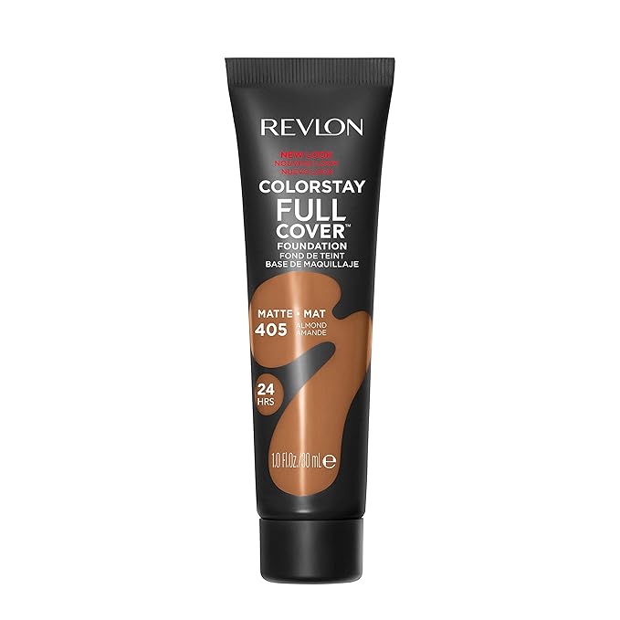 Revlon ColorStay Full Cover Longwear Matte Foundation, Heat & Sweat Resistant Lightweight Face Makeup, Almond (405), 1.0 oz-VivaGrace Women