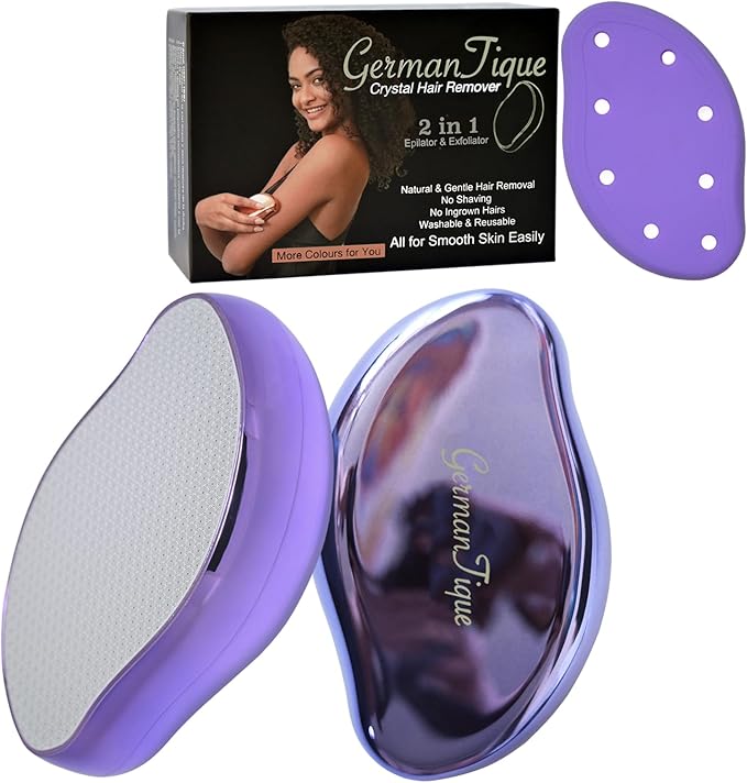 Crystal Hair Eraser,Natural Crystal Hair Remover,Reusable Painless Nano Glass Hair Removal Device Without Shaver,Gentle Crystal Epilator and Exfoliator for Soft Silky Skin(Violet)-VivaGrace Women