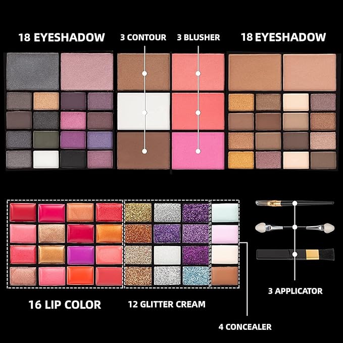 74 Colors Makeup Kit - Makeup Sets - Makeup palettes with 36 Eyeshadow - All in One Makeup Kit for Women and Girls Full Kit for Valentine's Day Gifts-VivaGrace Women